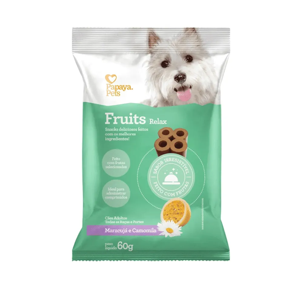 Petisco Fruits Relax Maracujá e Camomila Cães Adultos Papaya Pets