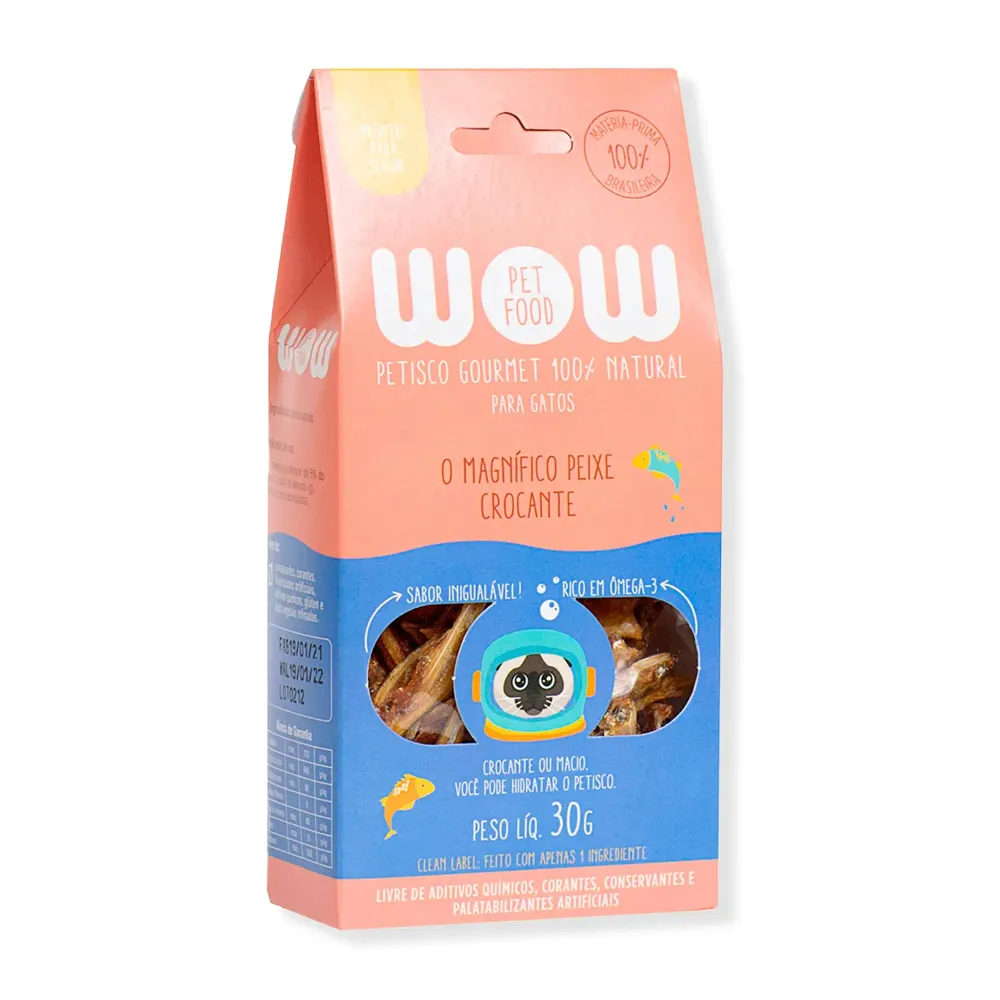 Petisco Gourmet para Gatos Peixe Crocante Wow