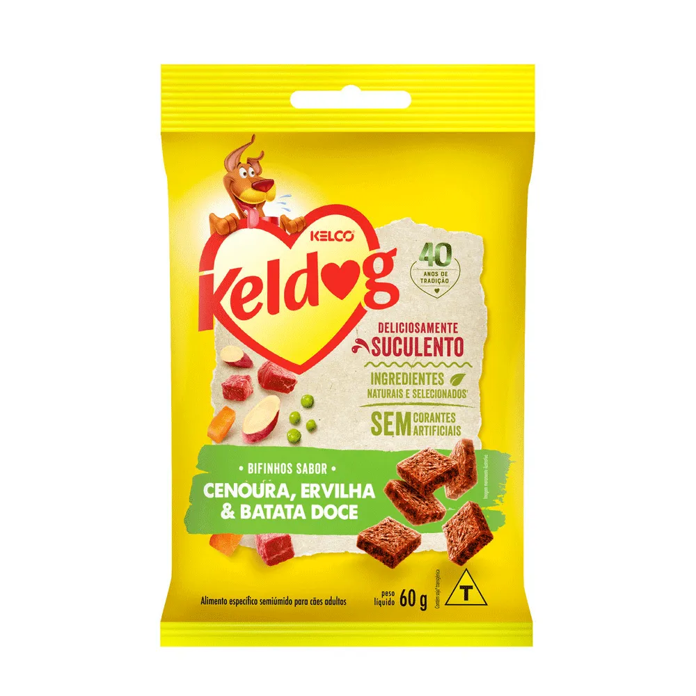 Petisco Keldog Mini Bifinho Cenoura, Ervilha e Batata Doce