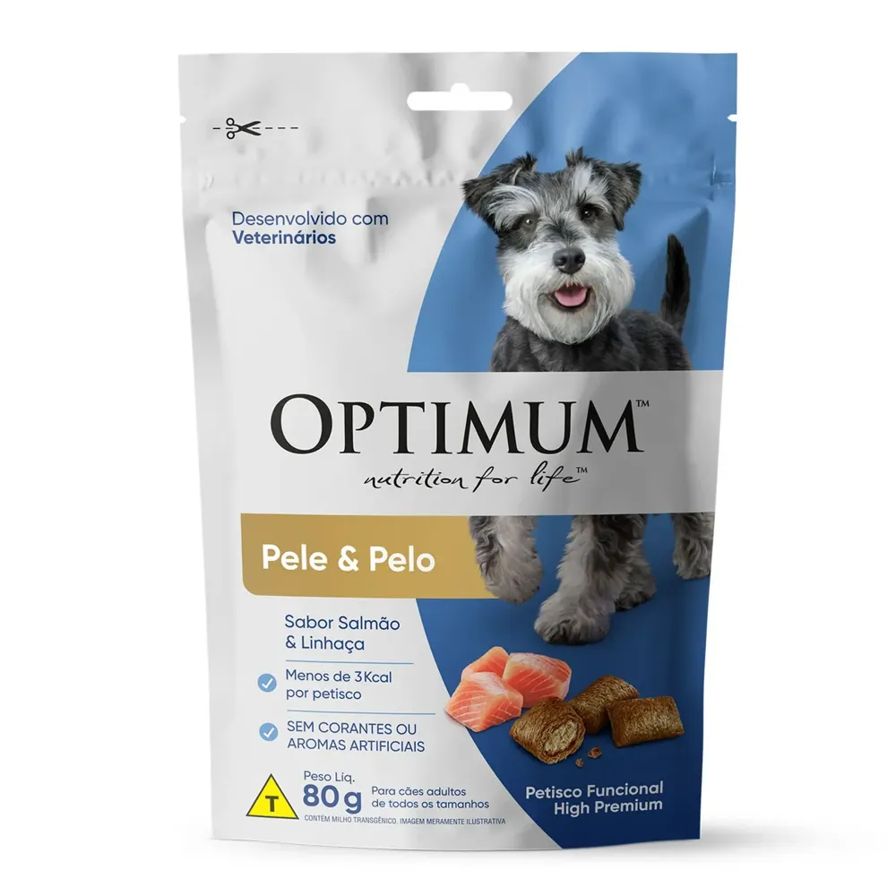 Petisco Optimum Cães Adultos Pele e Pelo Salmão e Linhaça — foto 2
