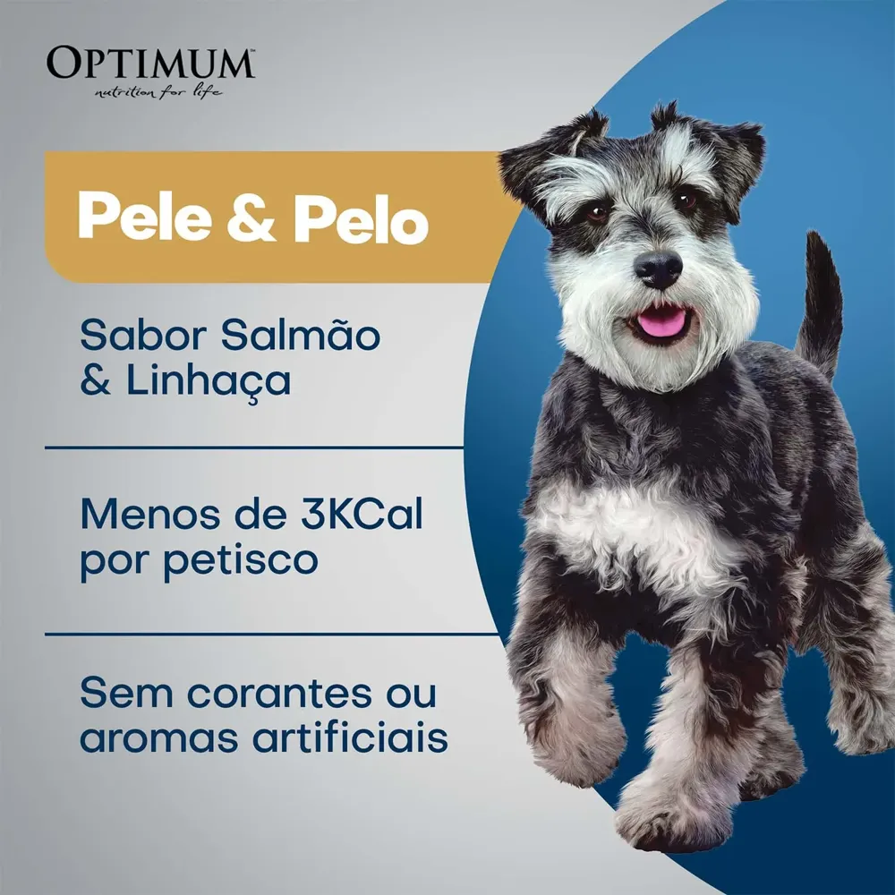 Petisco Optimum Cães Adultos Pele e Pelo Salmão e Linhaça — foto 4