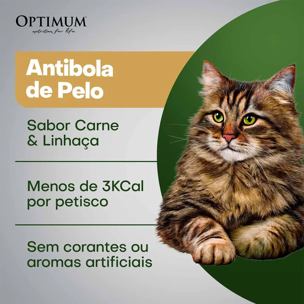 Petisco Optimum Gatos Adultos Anti Bola de Pelo Carne e Linhaça — foto 4