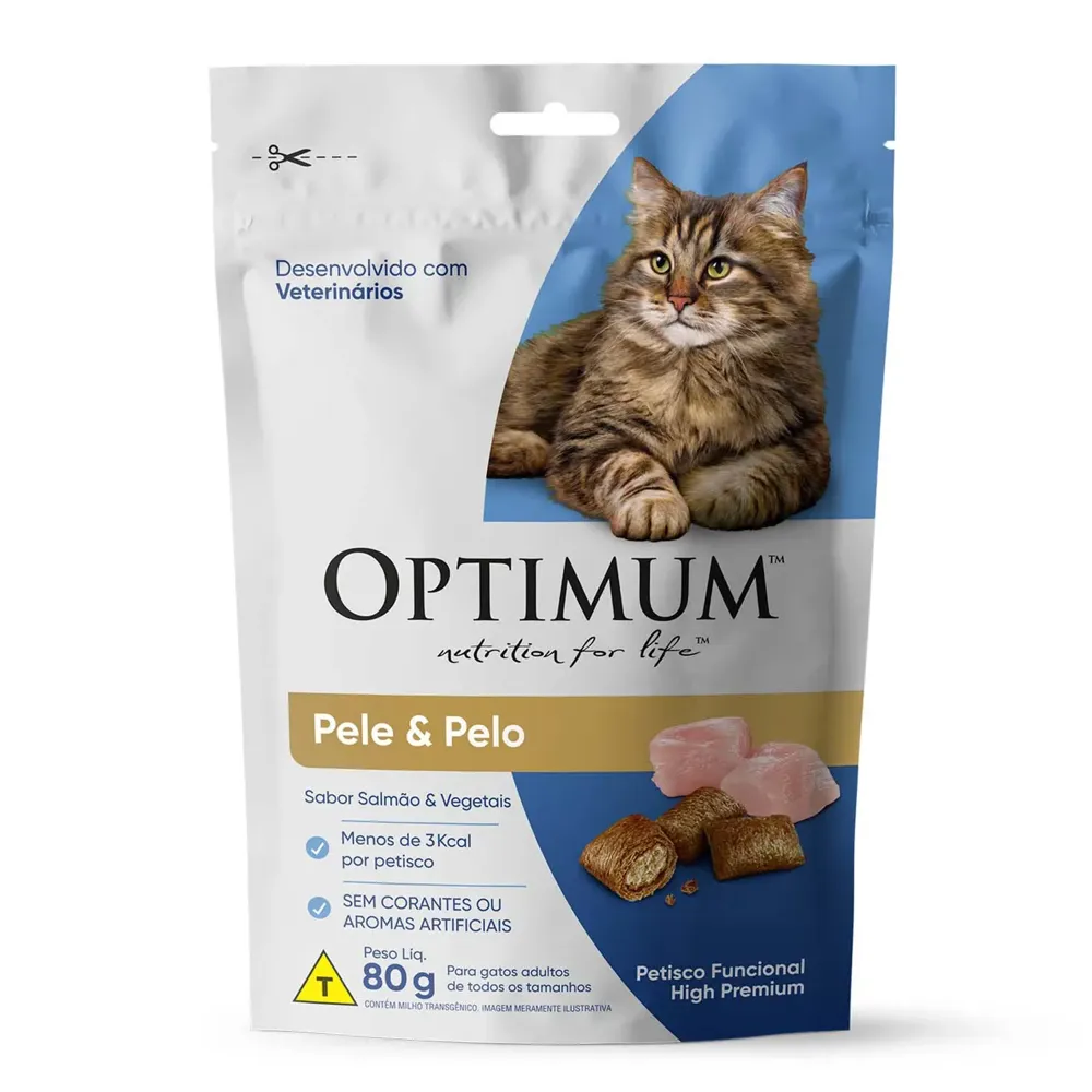 Petisco Optimum Gatos Adultos Pele e Pelo Salmão e Vegetais — foto 2