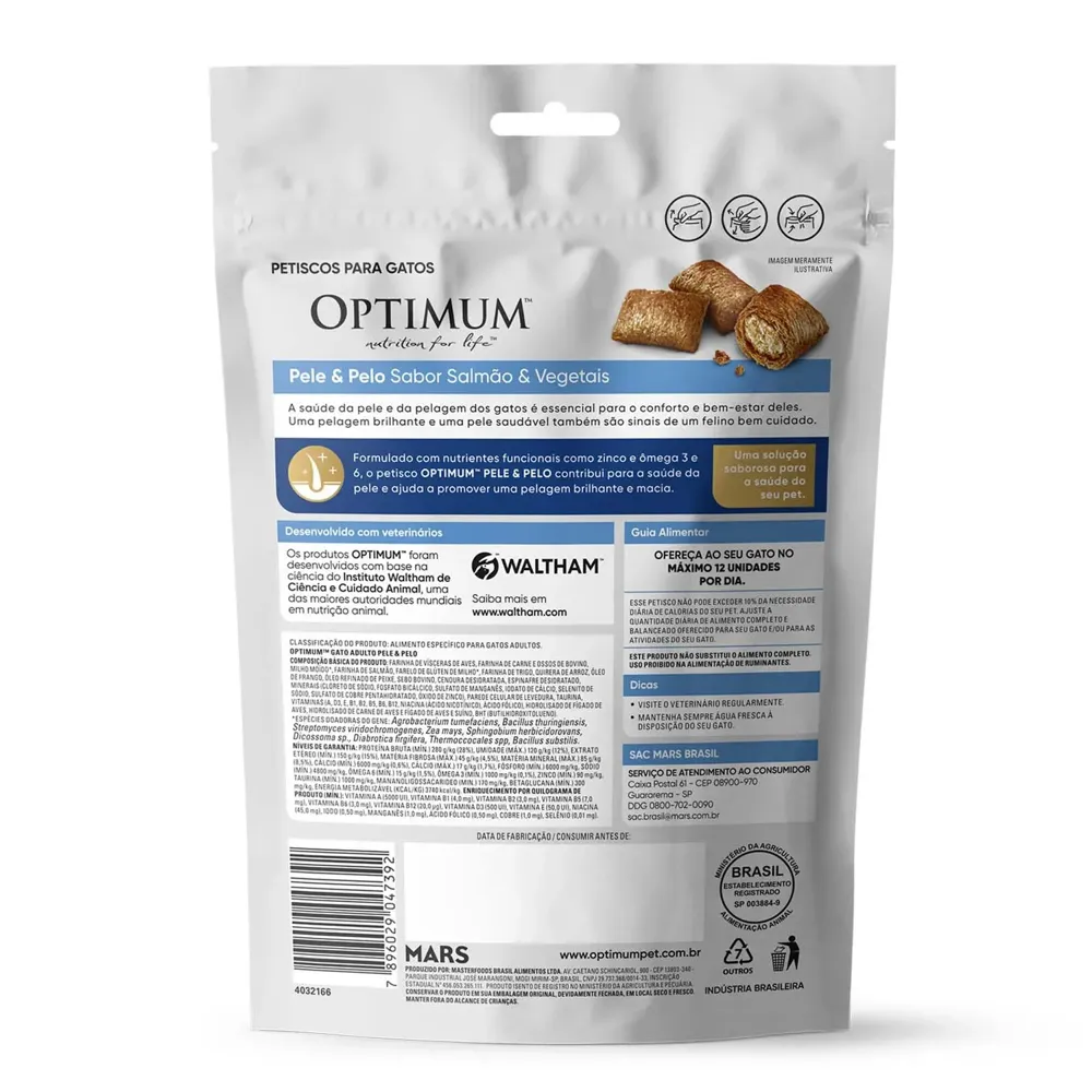 Petisco Optimum Gatos Adultos Pele e Pelo Salmão e Vegetais — foto 3