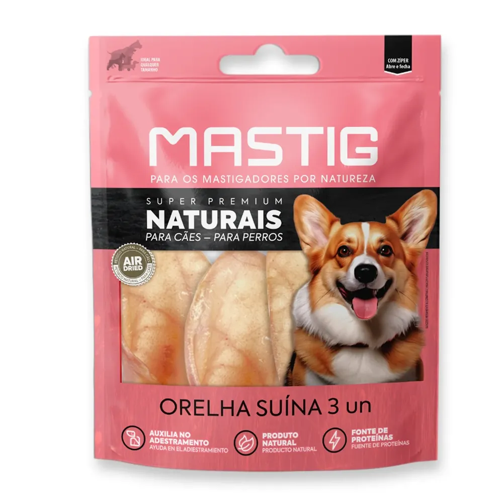 Petisco Orelha Suína para Cães Mastig