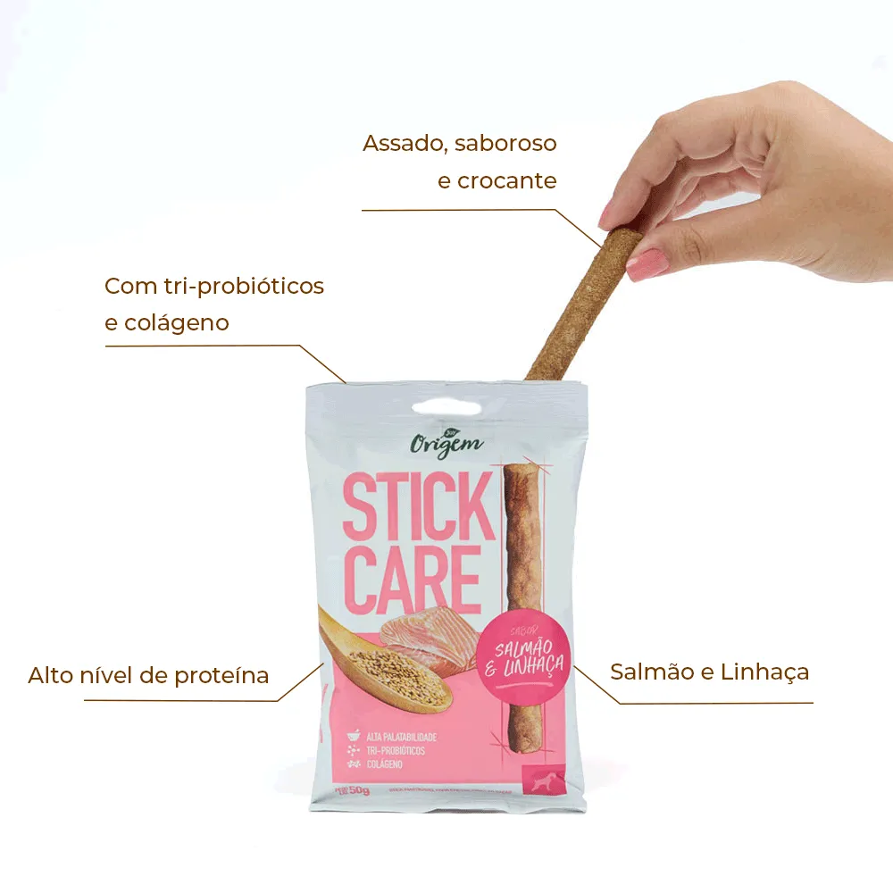 Petisco Stick Care Cães Origem Natural Salmão e Linhaça — foto 2