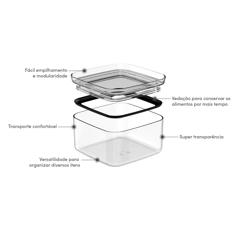 Pote Organizador Hermético Block Transparente Ou — foto 6