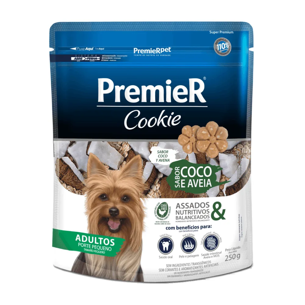 Cookie Premier Cães Adultos Porte Pequeno Coco e Aveia