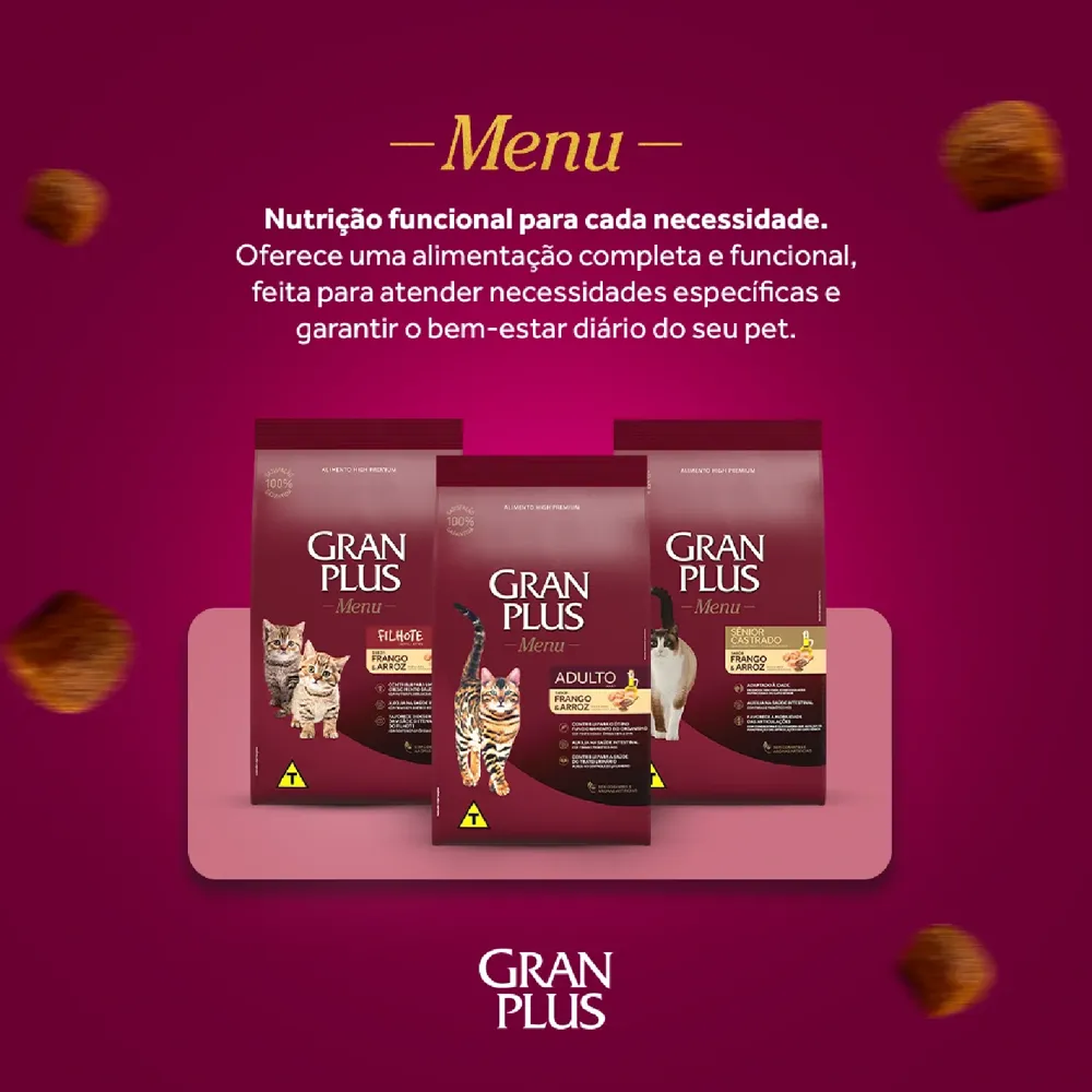 Ração GranPlus Menu Gato Sênior Castrados Frango e Arroz — foto 6