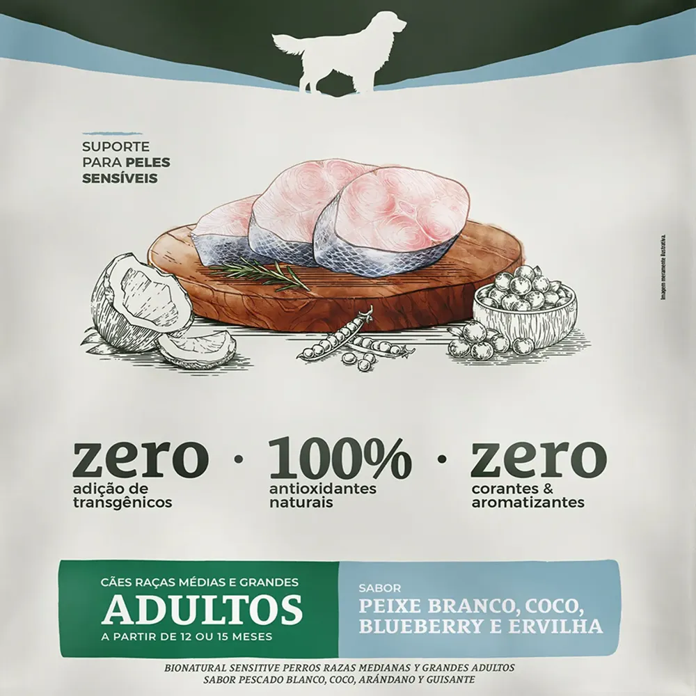 Ração Bionatural Sensitive Cães Adultos Raças Médios e Grandes Peixe — foto 4