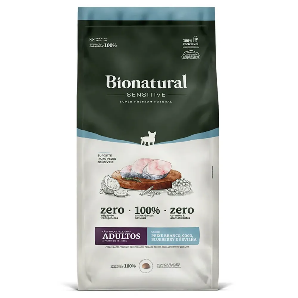 Ração Bionatural Sensitive Cães Adultos Raças Pequenas Peixe