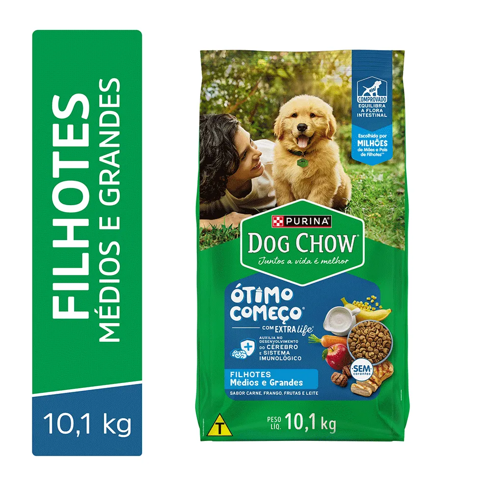 Ração Dog Chow Cães Filhotes Médios e Grandes Carne, Frango e Arroz — foto 2
