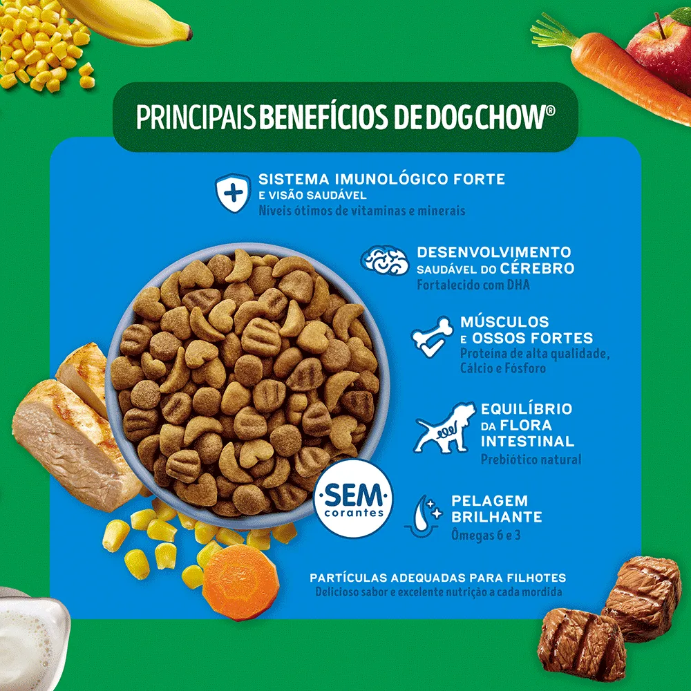 Ração Dog Chow Cães Filhotes Médios e Grandes Carne, Frango e Arroz — foto 4