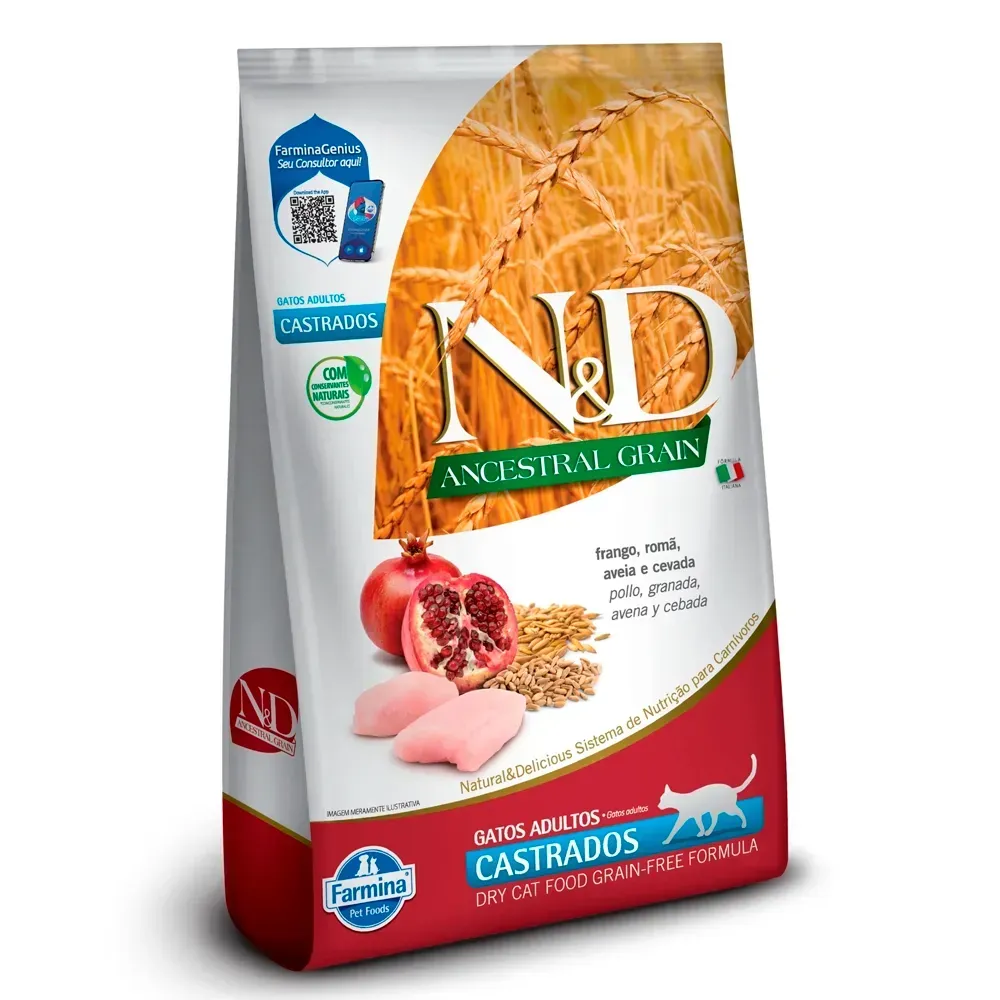 Ração N&D Ancestral Grain Gatos Adultos Castrados