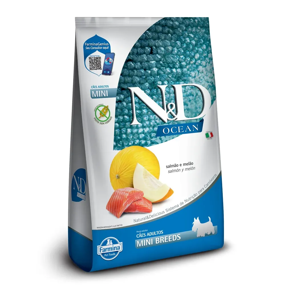 Ração N&D Ocean Cães Adultos Raças Pequenas Salmão e Melão