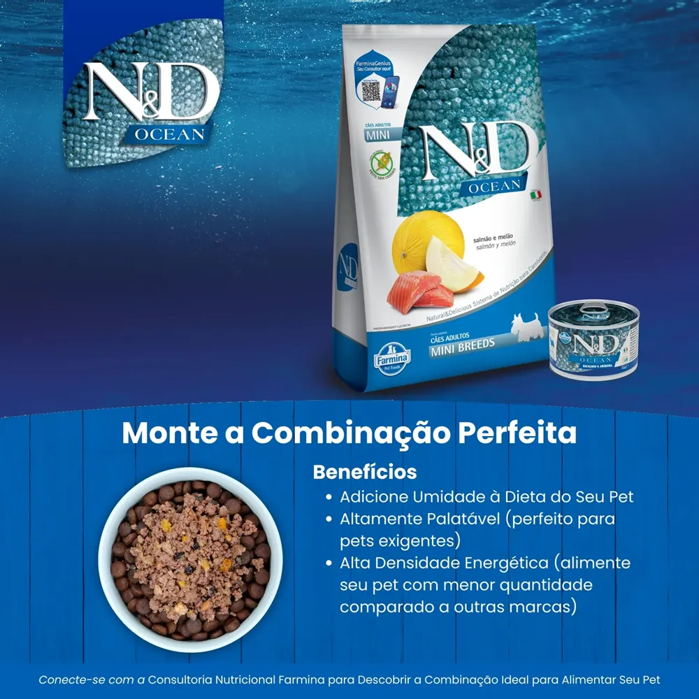 Ração N&D Ocean Cães Adultos Raças Pequenas Salmão e Melão — foto 4