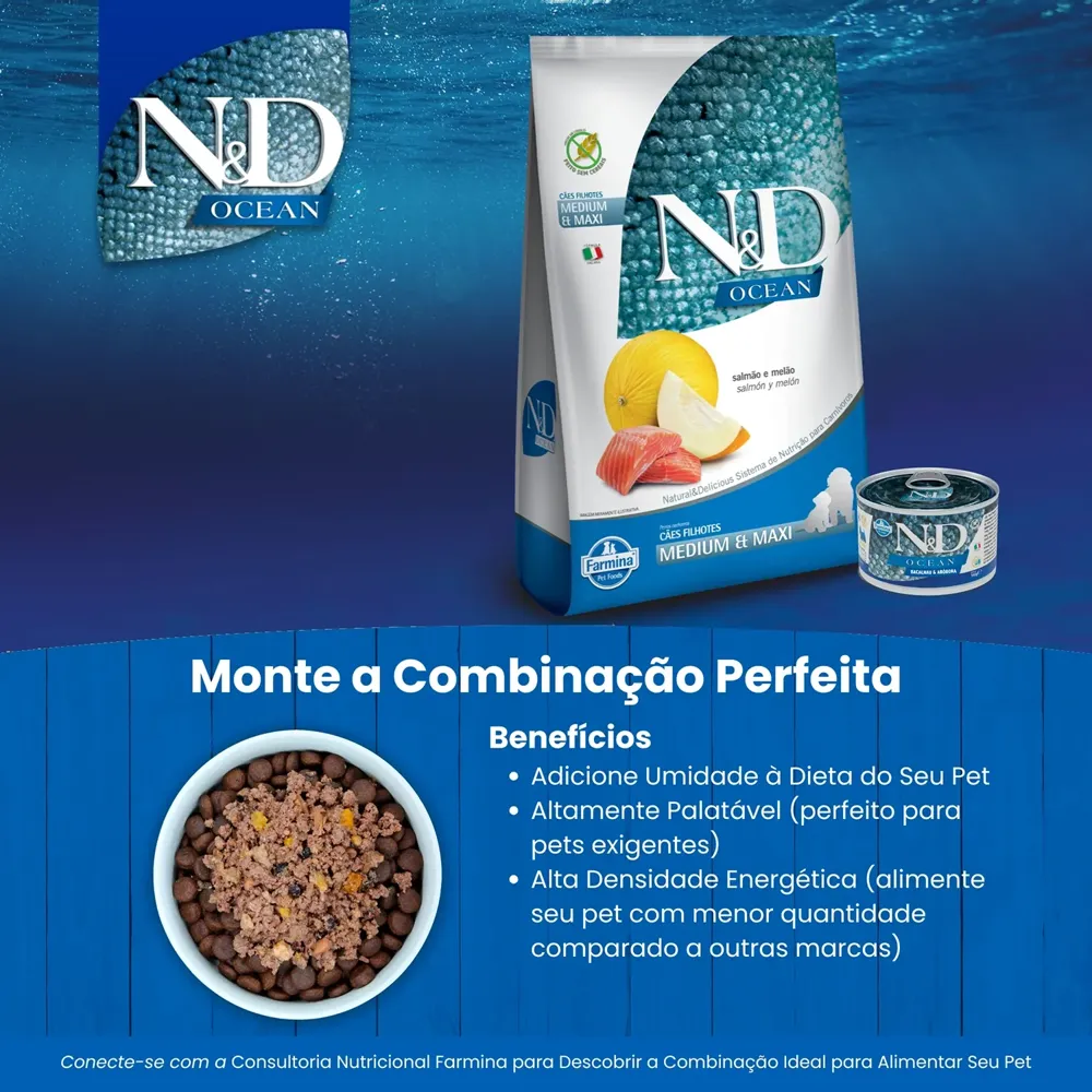 Ração N&D Ocean Cães Filhotes Raças Médias e Grandes Salmão e Melão — foto 4