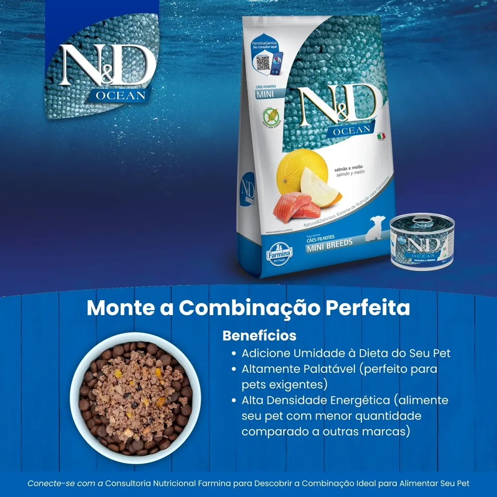 Ração N&D Ocean Cães Filhotes Raças Pequenas Salmão e Melão — foto 4