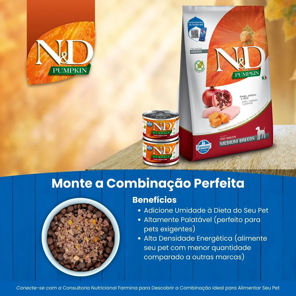 Ração N&D Pumpkin Cães Adultos Raças Médias Frango, Abóbora e Romã — foto 5