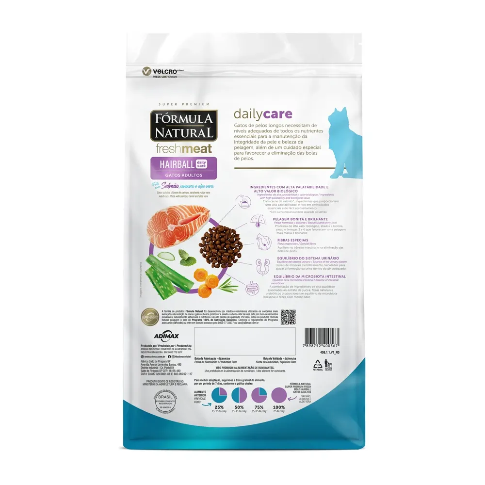 Ração Fórmula Natural Fresh Meat Hairball Gatos Adultos Salmão com Cenoura — foto 3