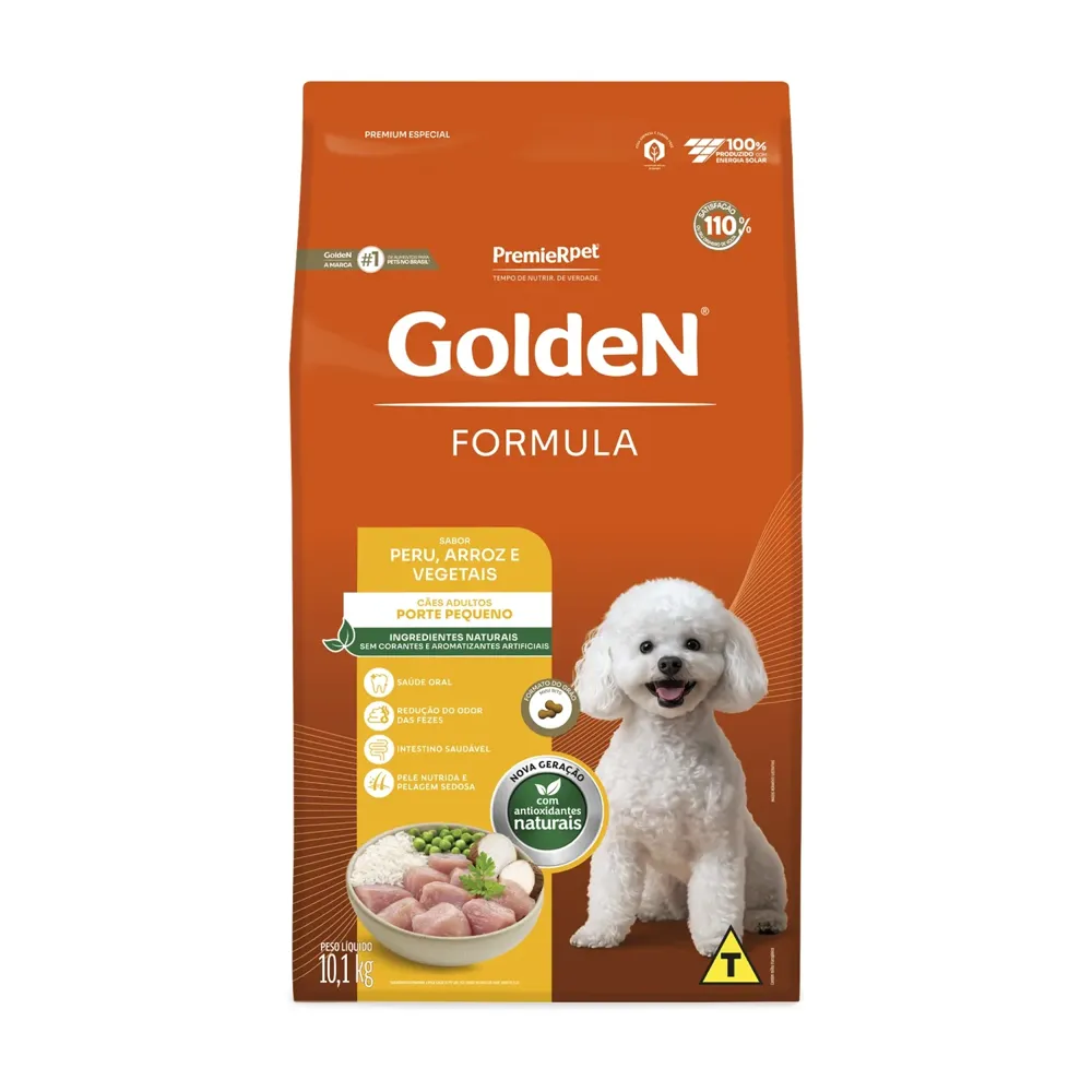 Ração Golden Fórmula Cães Adultos Raças Pequenas Peru, Arroz e Vegetais — foto 3