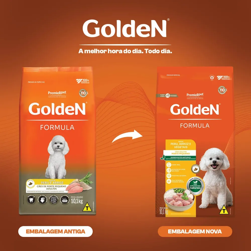 Ração Golden Fórmula Cães Adultos Raças Pequenas Peru, Arroz e Vegetais — foto 4