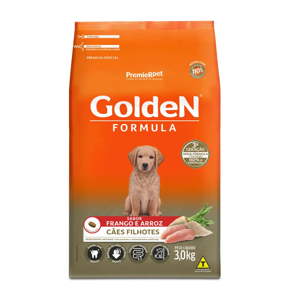 Ração Golden Formula Cães Filhotes Frango, Arroz e Vegetais