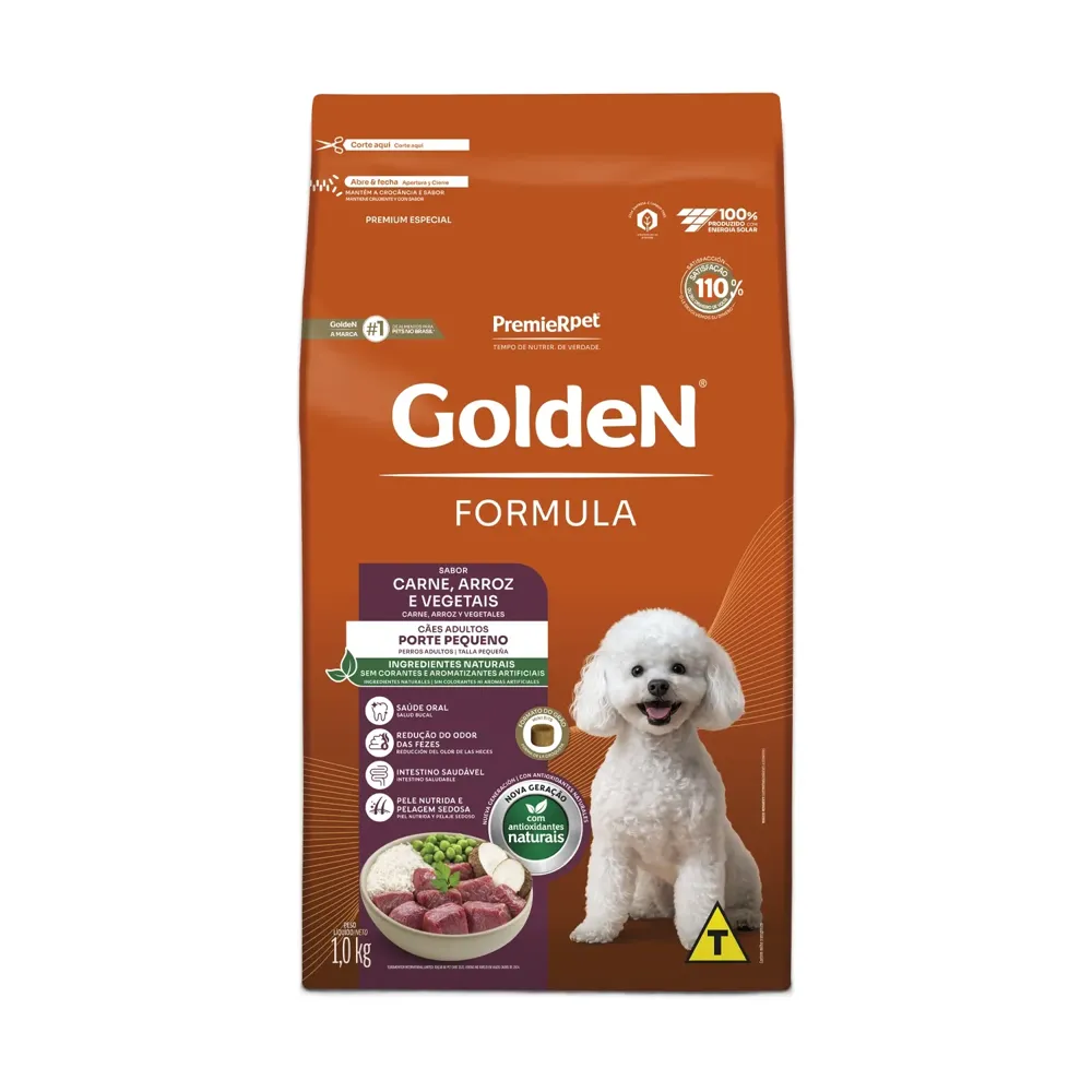 Ração Golden Formula Cães Adultos Raças Pequenas Carne, Arroz e Vegetais Mini Bits