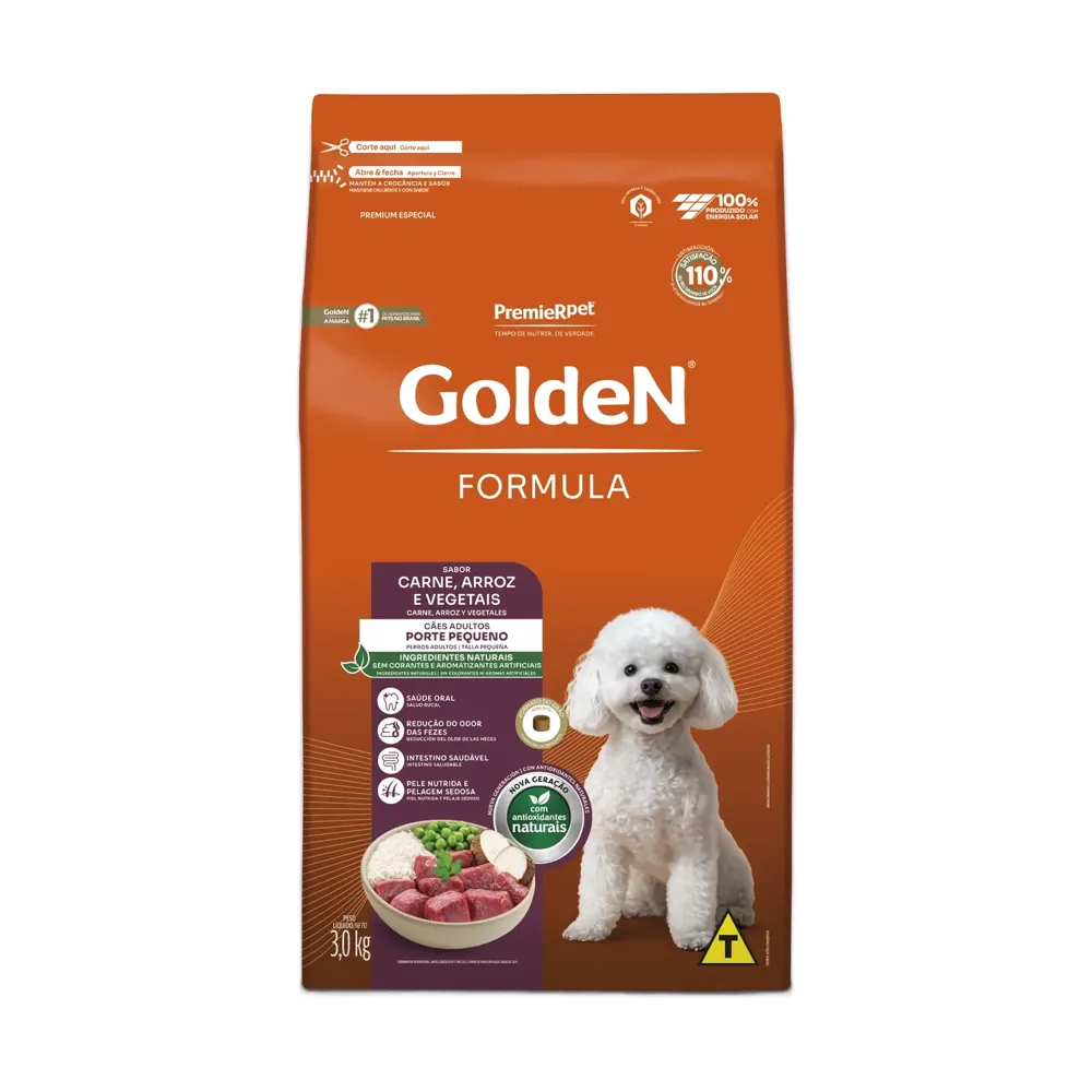 Ração Golden Formula Cães Adultos Raças Pequenas Carne, Arroz e Vegetais Mini Bits — foto 3
