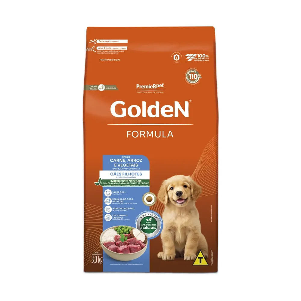 Ração Golden Fórmula para Cães Filhotes Carne, Arroz e Vegetais