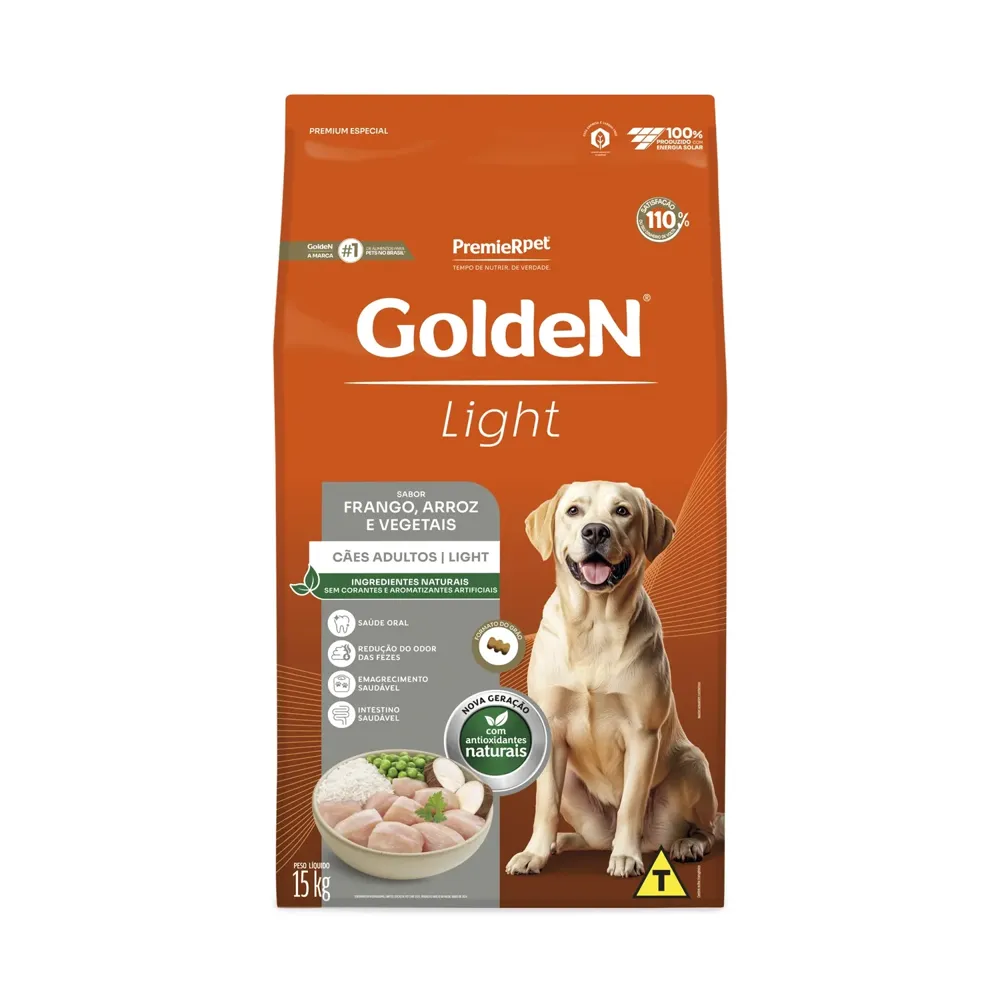 Ração Golden Fórmula Light Cães Adultos Frango, Arroz e Vegetais