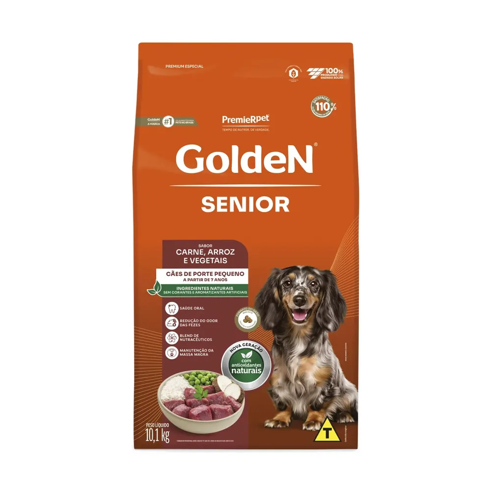 Ração Golden Cães Sênior Porte Pequeno Mini Bits Carne e Arroz — foto 3