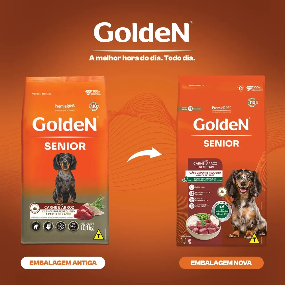 Ração Golden Cães Sênior Porte Pequeno Mini Bits Carne e Arroz — foto 4