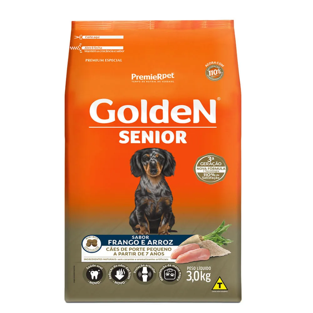 Ração Golden Cães Sênior Porte Pequeno Frango e Arroz Mini Bits — foto 2