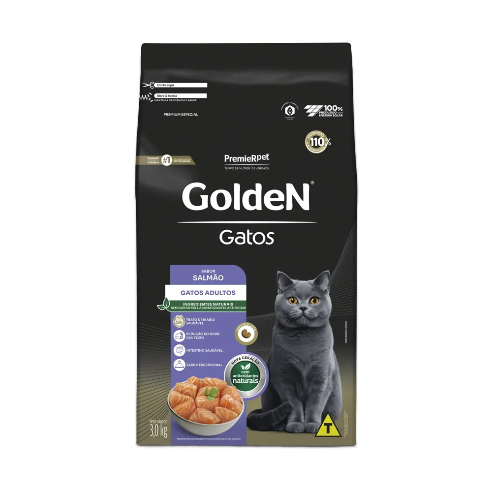Ração Golden Gatos Adultos Salmão