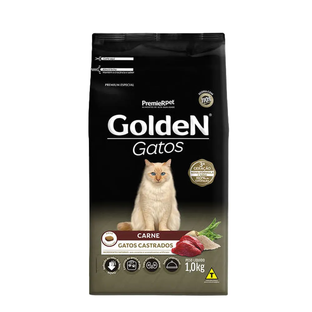 Ração Golden Gatos Adultos Castrados Carne — foto 2