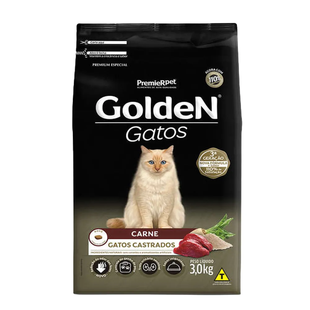 Ração Golden Gatos Adultos Castrados Carne — foto 4