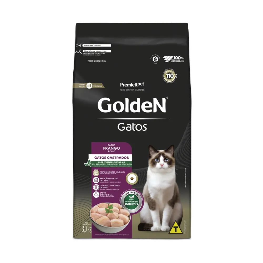 Ração Golden Gatos Adultos Castrados Frango — foto 3