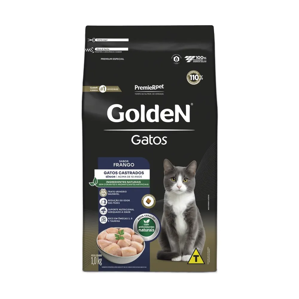 Ração Golden Gatos Sênior Castrados Frango