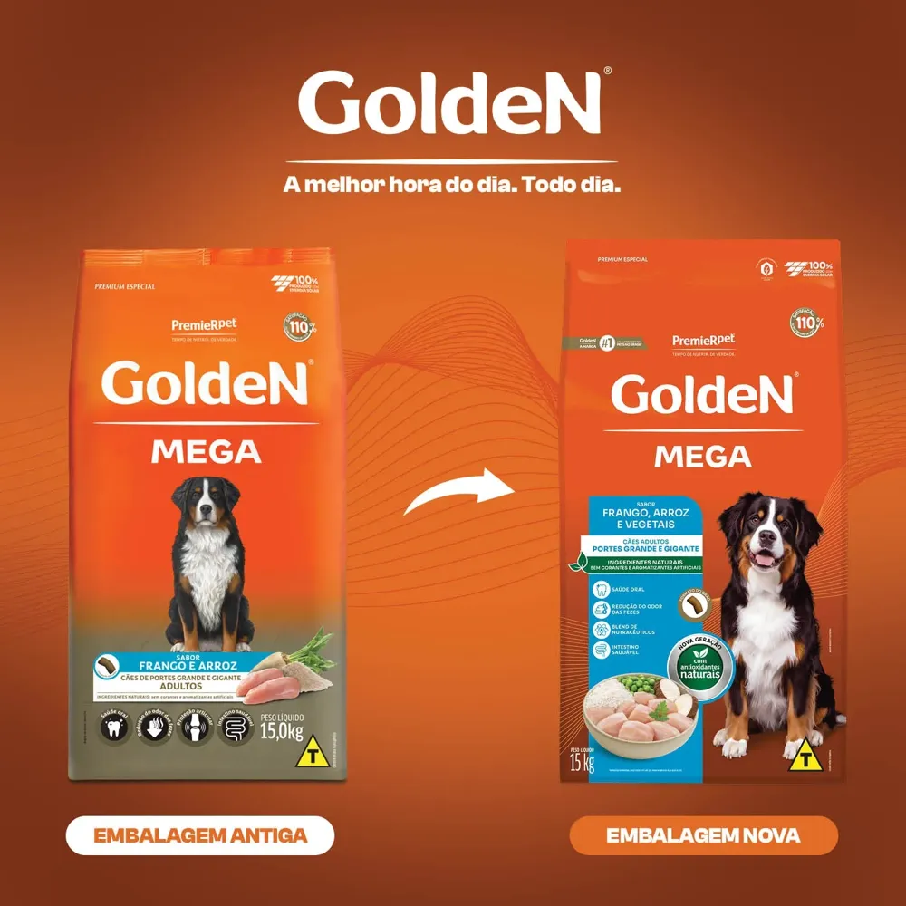 Ração Golden Mega para Cães Adultos Raças Grandes Frango, Arroz e Vegetais — foto 2
