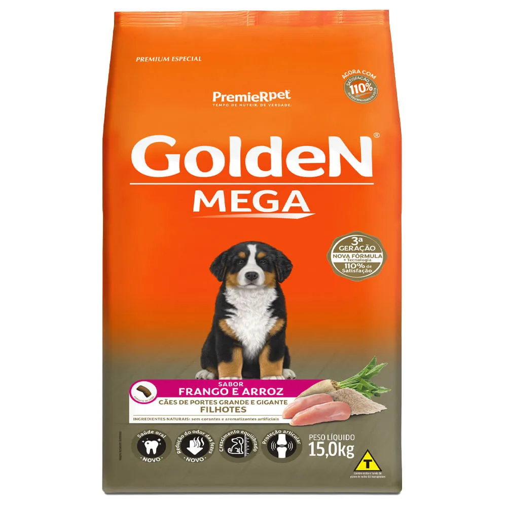 Ração Golden Mega para Cães Filhotes Raças Grandes Frango, Arroz e Vegetais — foto 2