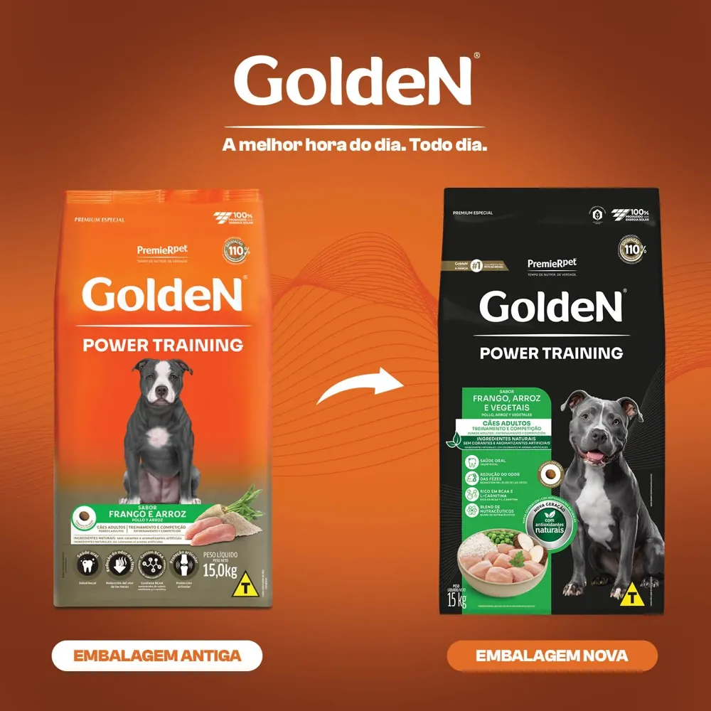 Ração Golden Power Training Cães Adultos Frango, Arroz e Vegetais — foto 2