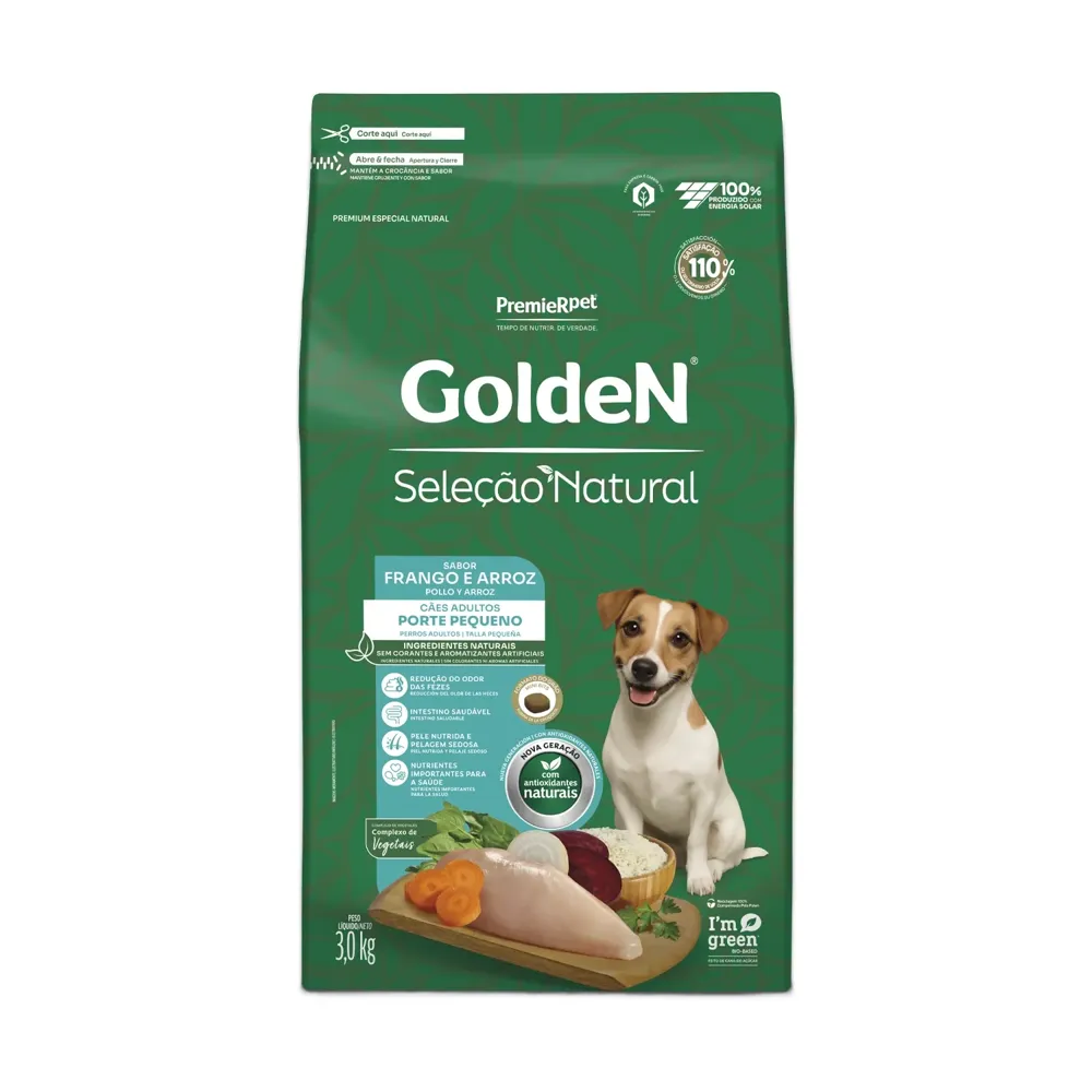 Ração Golden Seleção Natural Cães Adultos Porte Pequeno Frango e Arroz Mini Bits — foto 3
