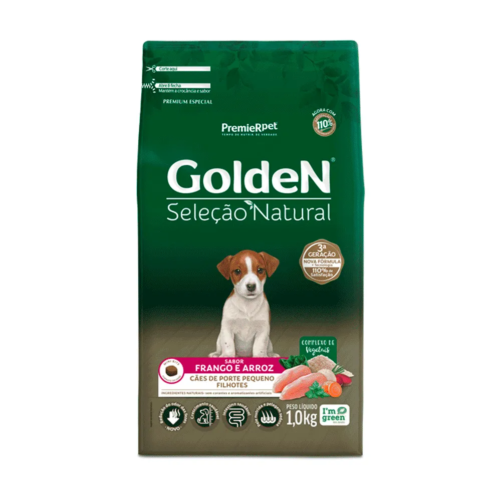 Ração Golden Seleção Natural Cães Filhotes Porte Pequeno Frango e Arroz Mini Bits — foto 2