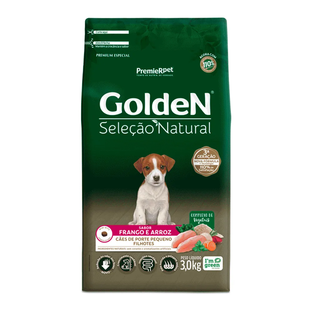 Ração Golden Seleção Natural Cães Filhotes Porte Pequeno Frango e Arroz Mini Bits — foto 4