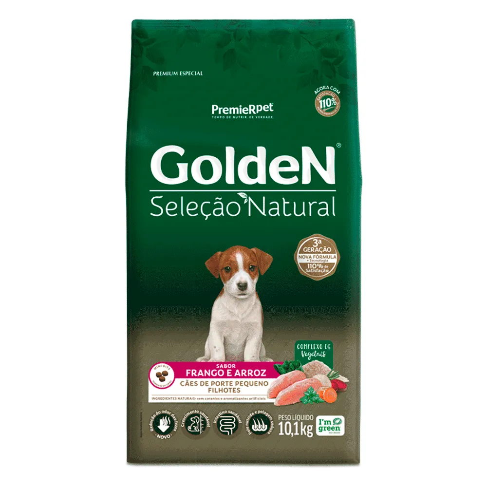Ração Golden Seleção Natural Cães Filhotes Porte Pequeno Frango e Arroz Mini Bits — foto 6