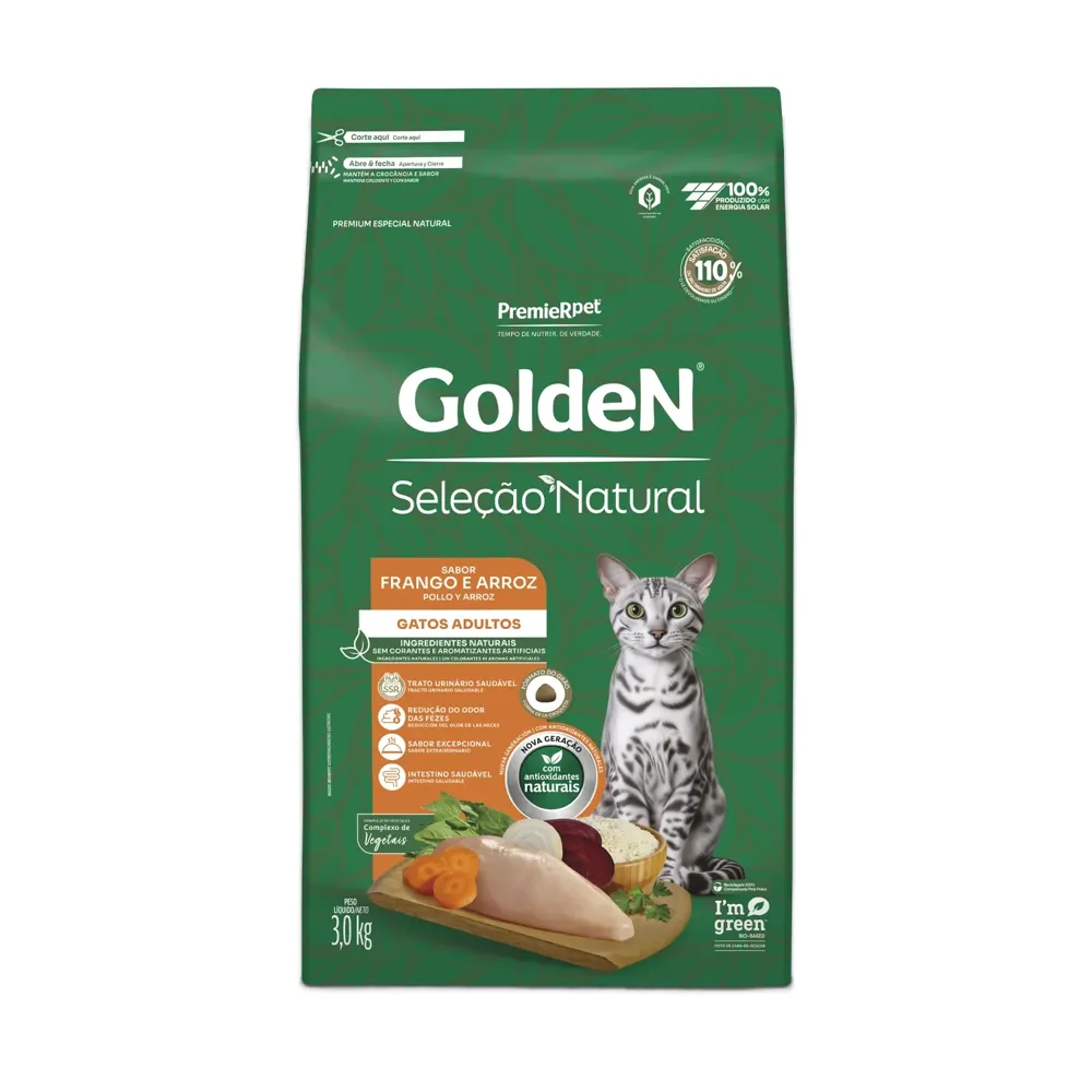 Ração Golden Seleção Natural Gatos Adultos Frango e Arroz — foto 3