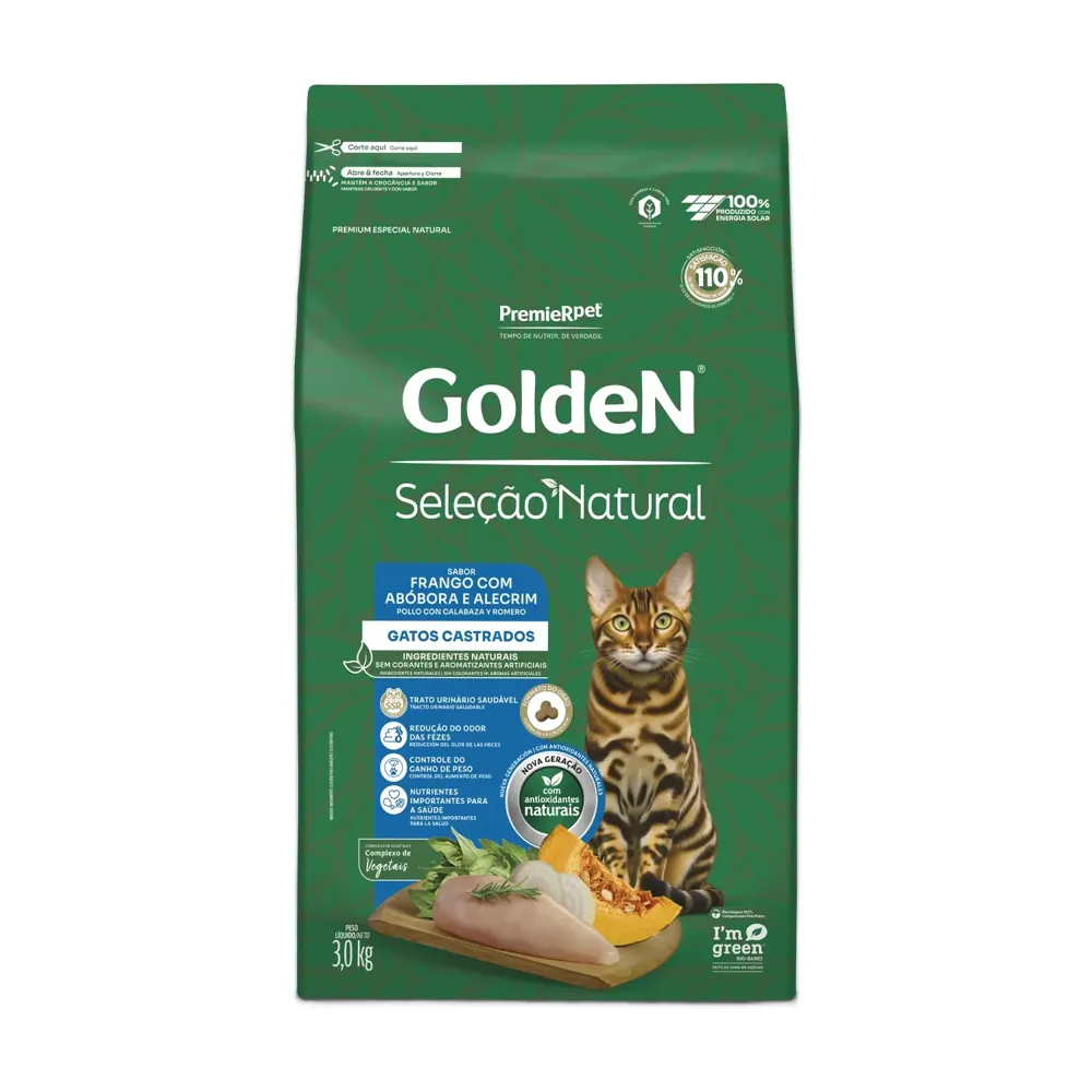 Ração Golden Seleção Natural Gatos Castrados Frango com Abóbora e Alecrim — foto 3