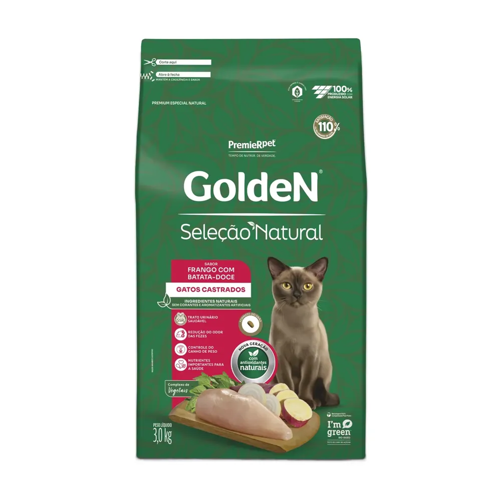 Ração Golden Seleção Natural Gatos Castrados Frango com Batata-Doce — foto 3