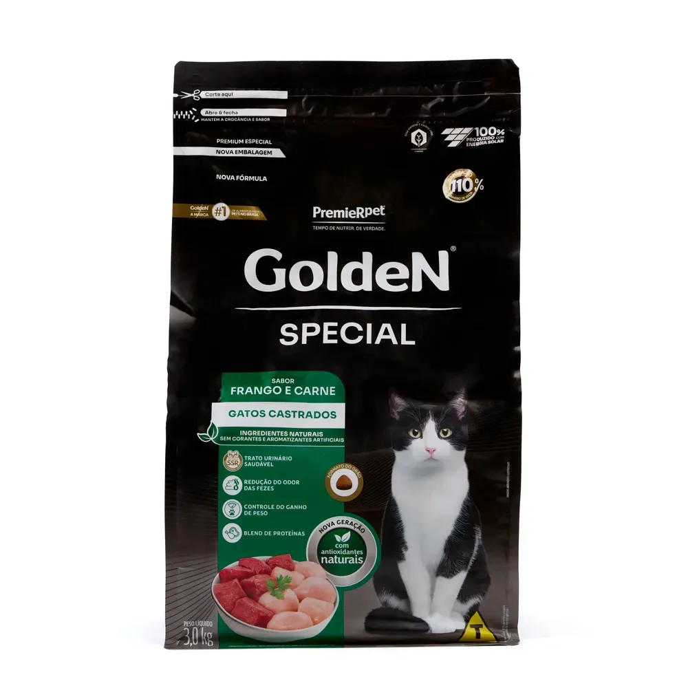 Ração Golden Special Gatos Adultos Castrados Frango e Carne — foto 2